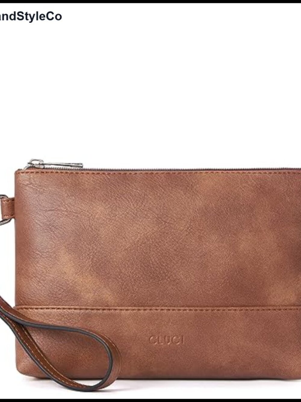 Synthetic Leather Wristlet Wallet Large Capacity Clutch Purse Zip